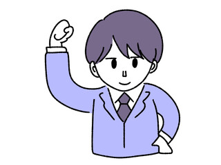 ガッツポーズをとる男性会社員