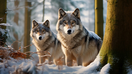 Majestic Wolves in Enchanted Winter Forest