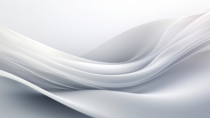 Abstract grey white waves design with smooth curves and soft shadows on clean modern background. Fluid gradient motion of dynamic lines on minimal backdrop