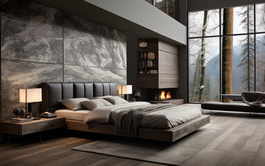 Obraz premium Bedroom Black and White