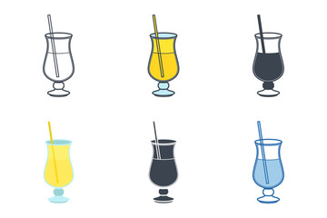 Lemonade Glass icon collection with different styles. Lemonade in a glass icon symbol vector illustration isolated on white background