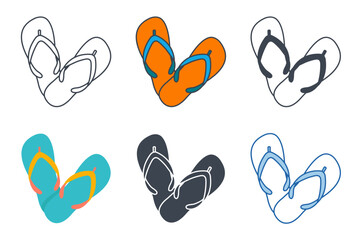 Flip Flops icon collection with different styles. Flip Flops icon symbol vector illustration isolated on white background