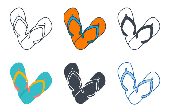 Flip Flops icon collection with different styles. Flip Flops icon symbol vector illustration isolated on white background