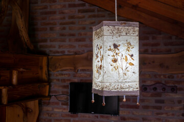 Vintage lamp in a rustic style interior