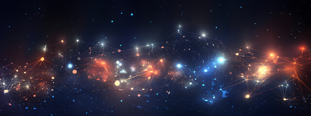 An abstract visualization of a high-speed internet network with glowing nodes and pulsating connections