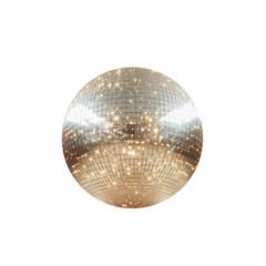Fototapeta premium Golden Retro 70s Disco Ball Isolated on Transparent Background PNG 