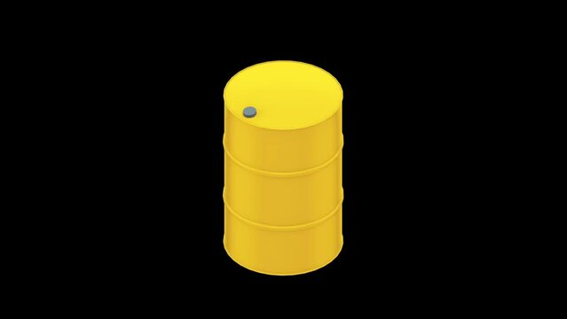 Animated 3D Oil Drum Icon Loop Modules with Alpha Matte. Animation on Black Background