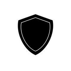 black shield icon sign isolated on white transparent background security protect protected privacy power safety vector illustration