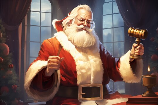 Santa as a seasoned lawyer, Christmas illustration