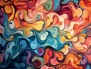multicolor swirling shapes, vibrant colors, coral reef pattern background Illustration