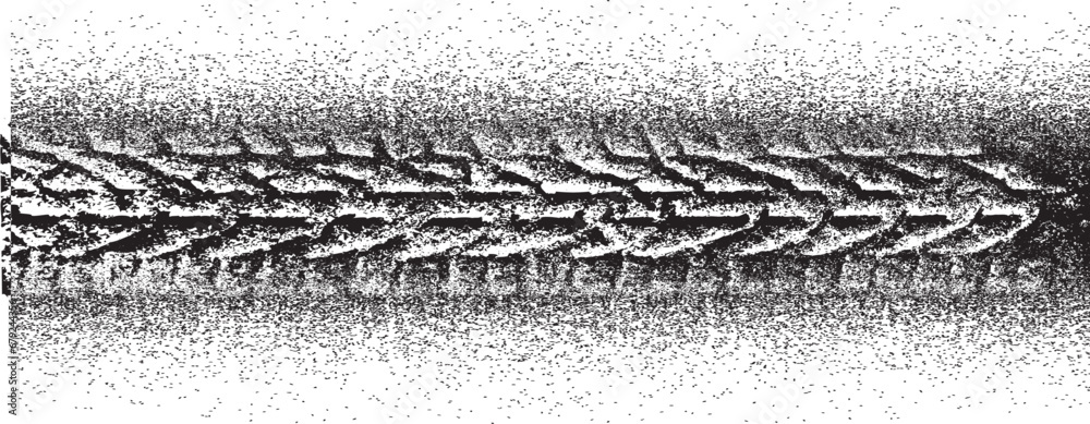 Poster vector print textured tire track . design element . car tread silhouette . mud splash grunge tire te