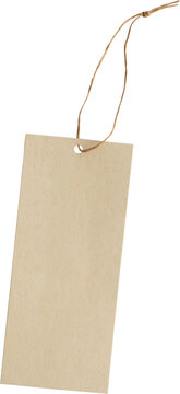 Blank price tag tied with string isolated on white background