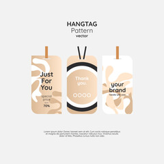 Contemporary patterns for hang tags, labels, price tag, sale tag, gift tag. Isolated white background. Shopping tag modern in mocha color. Templates for sales and production needs.