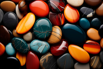 Brightly coloured and rolled stones wallpaper