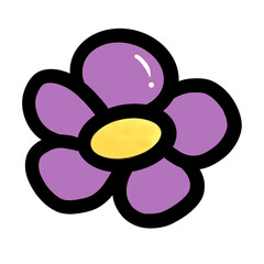 Cute purple flower hand drawn illustration