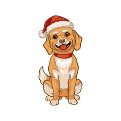 Dog wear a christmas santa hat vector mascot character