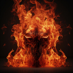 Fondo con detalle de conjunto de llamas, formando una cara con ojos amenazantes
