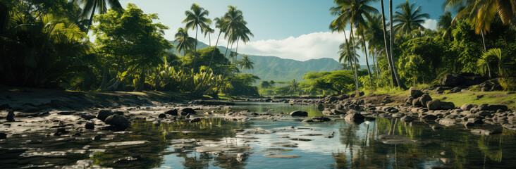 Eden's Echo: A Paradise Island Poster with Clear Water and Beach, Unveiling the Pristine Embrace of Nature's Secluded Serenity, Crafted by Generative AI