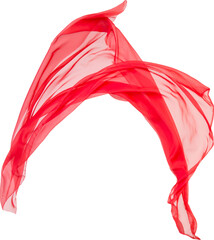 Obraz na płótnie Canvas red silk scarf isolated In White Transparent background, Falling Red Fabric PNG. red satin ribbon isolated, red rose isolated on white background