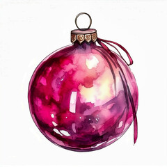 pink christmas ball with ribbon, christmas decorations