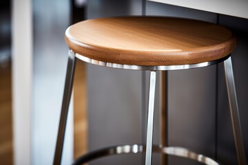 modern steel chair stool closeup minimal stool bar in modern space interior design concept interior space with modern stool daylight creative space concept - obrazy, fototapety, plakaty
