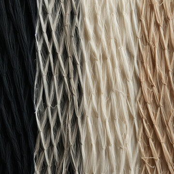 Fotografia de primer plano con detalle y textura de tejido con tramas cruzadas y tonos neutros