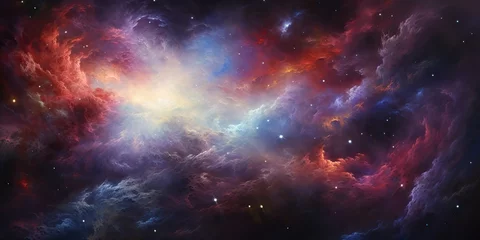 Foto op Canvas Galaxy space cosmic decorative universe galaxy background in pink dark colors. Can be used for graphic or web design © Graphic Warrior