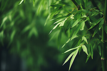 Obraz premium Green forest bamboo macro as background, with empty copy space