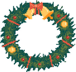 Christmas wreath pixel illustration