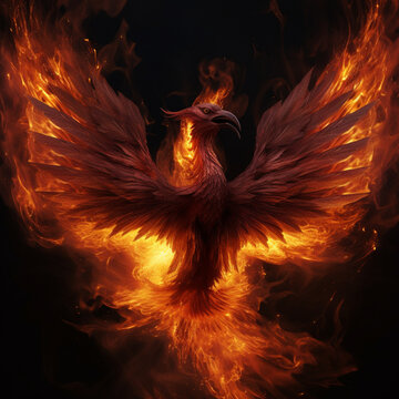Fondo con detalle de llamas de tonos anaranjados formando la figura de un ave fenix