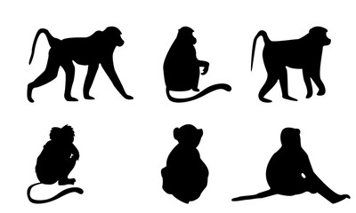 baboon silhouettes set