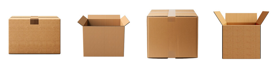 Empty cardboard box Hyperrealistic Highly Detailed Isolated On Transparent Background Png File