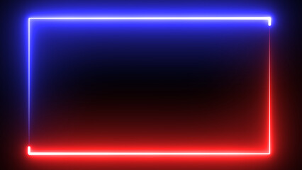 4K Neon pure blue and pure red border technology background