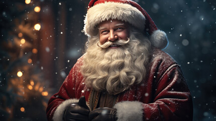 A portrait of a friendly Santa Claus