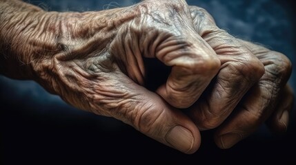 An old persons hands look wrinkled, full detail.
