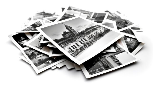 Set of photo collection prints black and white isolated on white.