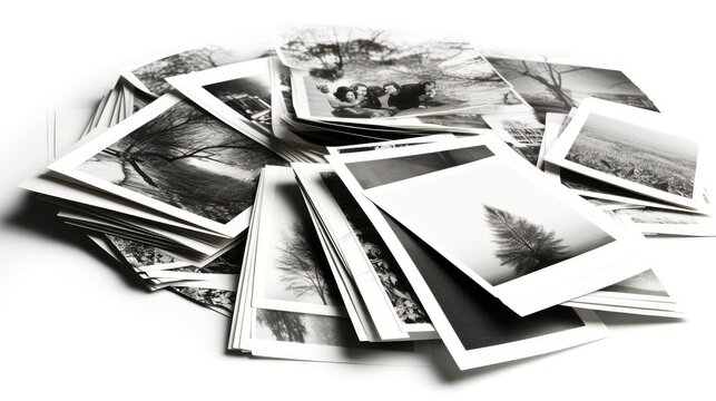 Set of photo collection prints black and white isolated on white background.