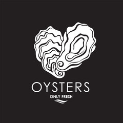 collection of oyster shell isolated on black background