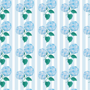 Vector grid with hydrangea illustration, pattern