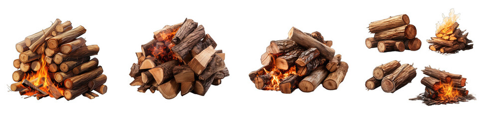 Fire logs Hyperrealistic Highly Detailed Isolated On Transparent Background Png File