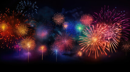 Fototapeta na wymiar Colorful Fireworks Display at Night