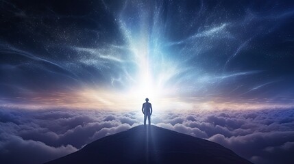 Fototapeta premium alone man looking at heaven