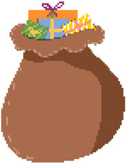 Pixel art illustration of a gift bag