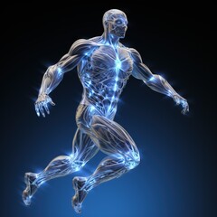 A image of Human body with skeletal system x ray on dark background Generative AI