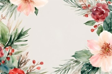 Fototapeta na wymiar Watercolor Painting Banner, Background. Breathtaking Bouquet Of Delicate Pink Flowers, Roses, And Lush Eucalyptus Greenery. Generative AI.