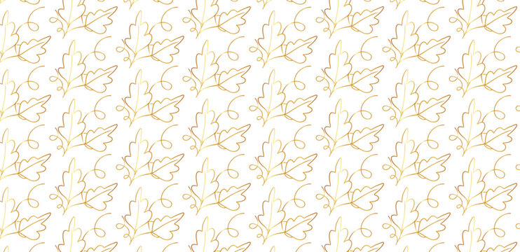 Seamless pattern gold leaves design. Wedding invitation, textile print, wallpaper, banner, print design template background.