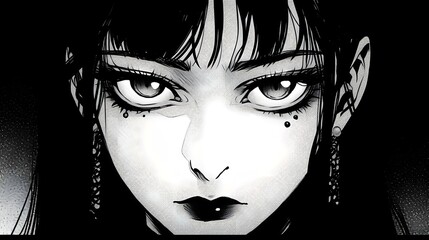 Horror anime manga art, background illustration design