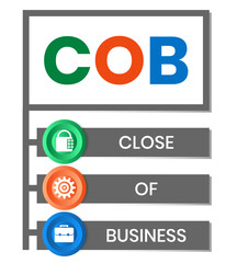 COB - Close of Business acronym. business concept background. vector illustration concept with keywords and icons. lettering illustration with icons for web banner, flyer, landing page