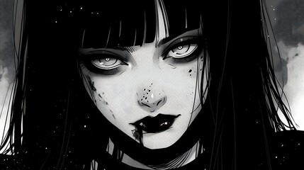 Horror anime manga art, background illustration design - obrazy, fototapety, plakaty