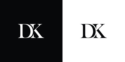 Abstract letter Initial DK or KD Minimalist Serif Modern Letter Logo in Black and White color. DK Creative Serif Logo Design Icon Branding Vector - obrazy, fototapety, plakaty